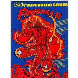 Fireball II Pinball FLYER Original Game Retro Fantasy 1981 Art 2 Sides Fire Gods